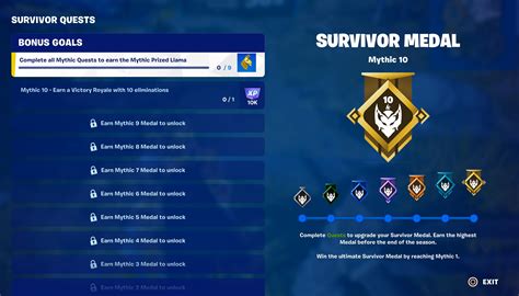 There are numerous stages to progress through, and each task completed will grant. . Fortnite survivor medals quests